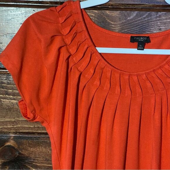Talbot Petites Orange Midi Dress Pleated Front Flutter Sleeve Women's Size SP - Picture 9 of 16
